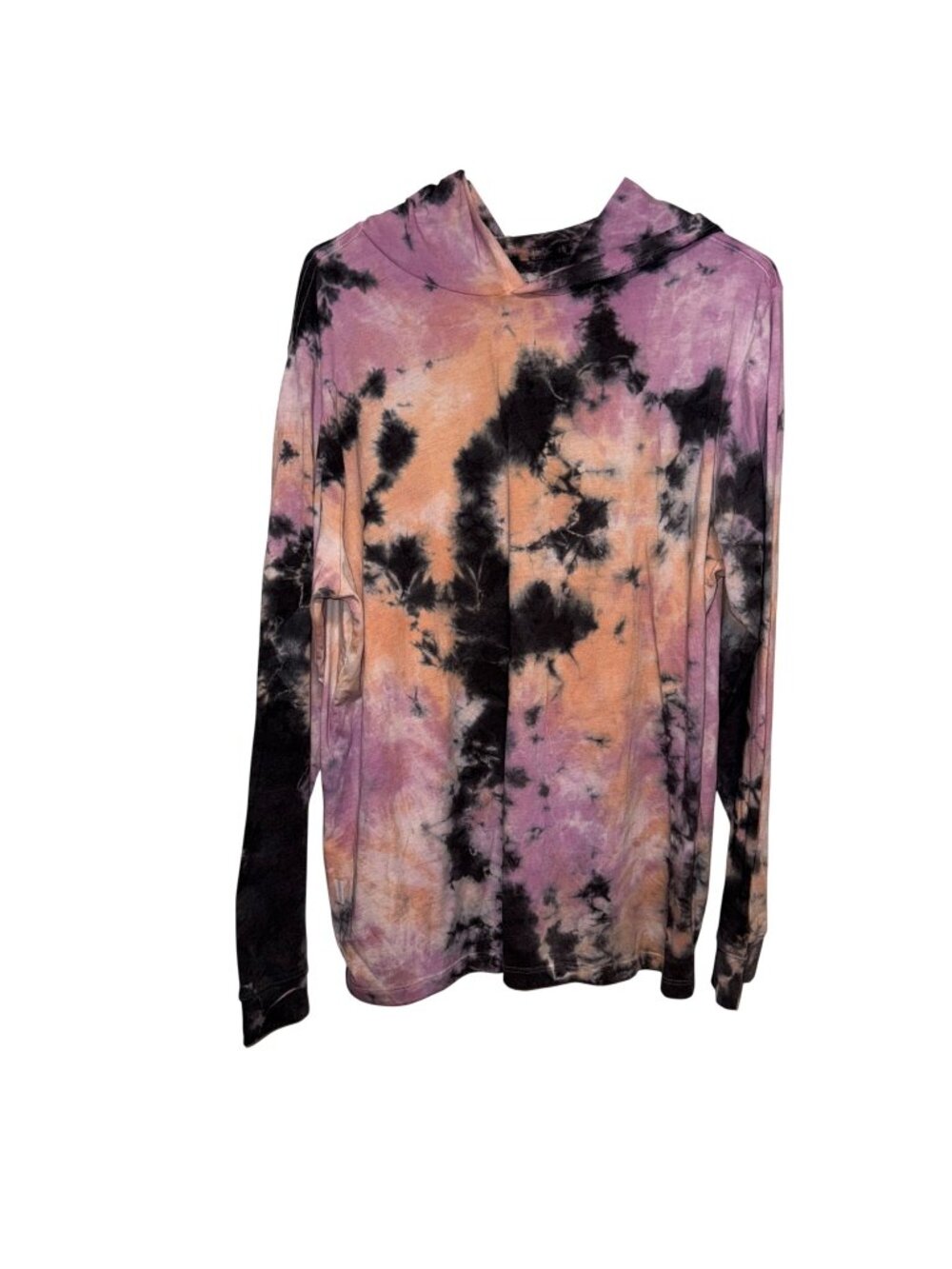 Soft Serve Tie-Dye Long Sleeve Hoodie Top X-Large Black Orange Purple